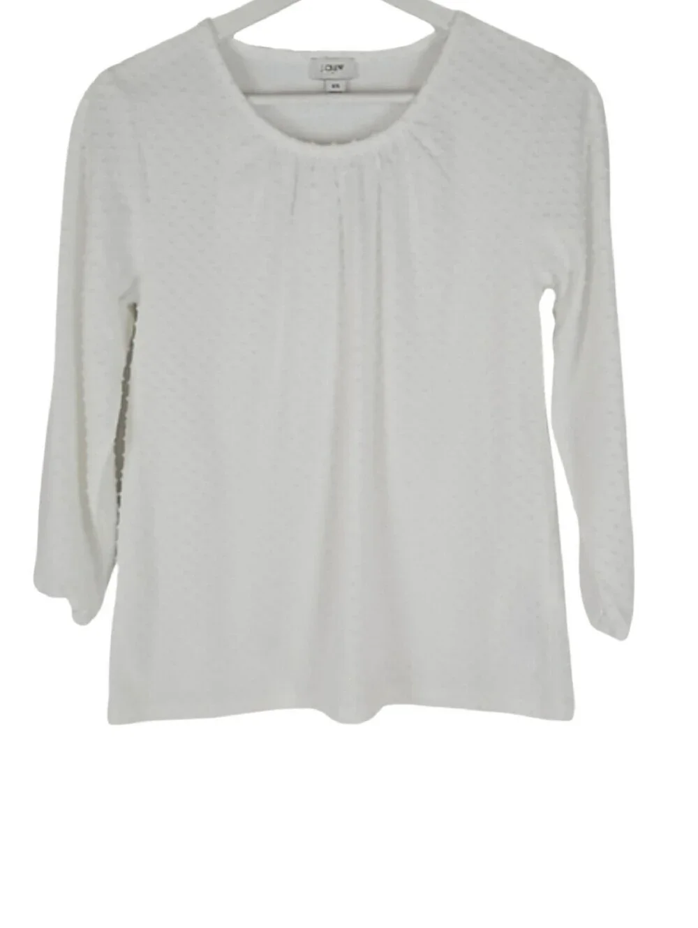 J.Crew Women's White Textured Clip-Dot Blouse Coastal Grandma Preppy Chic, XS